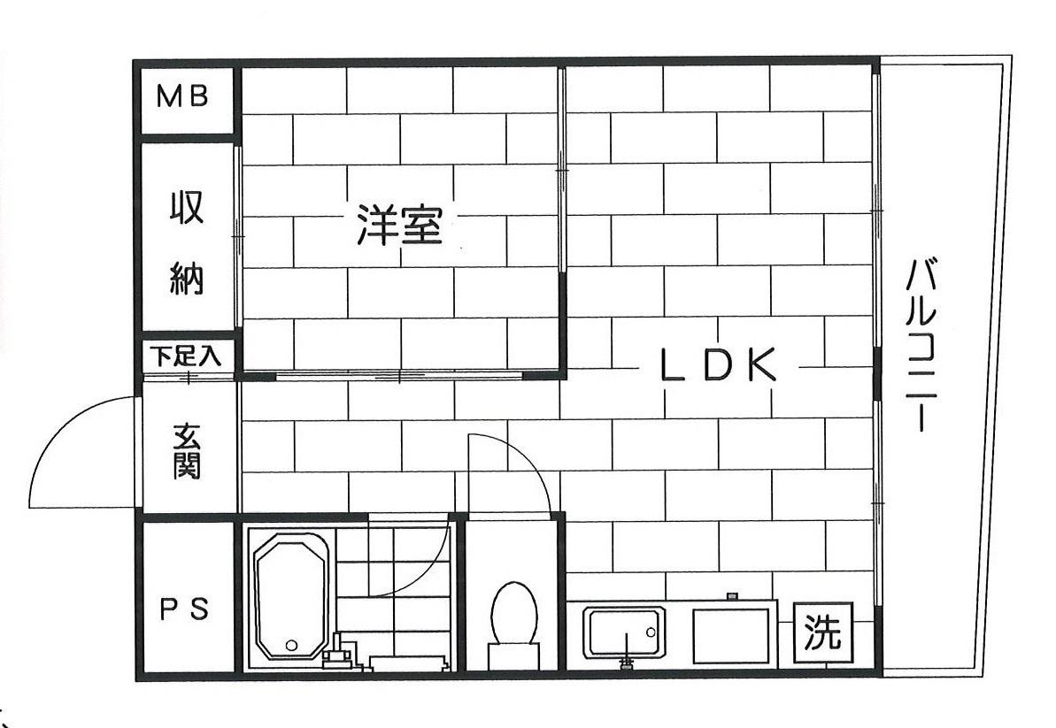 パークサイドハイツ(1LDK/3階)の間取り写真