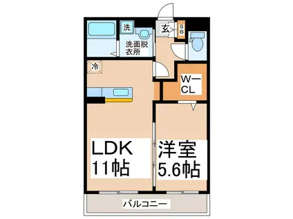 エステート八景水谷(1LDK/1階)の間取り写真