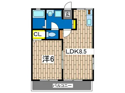 シティハイムファミールA(1LDK/2階)の間取り写真
