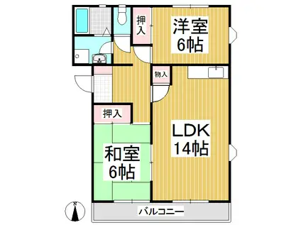 コーポラスニシザワC棟(2LDK/2階)の間取り写真