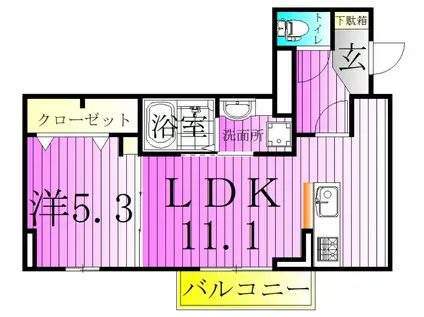レクシア扇(1LDK/2階)の間取り写真