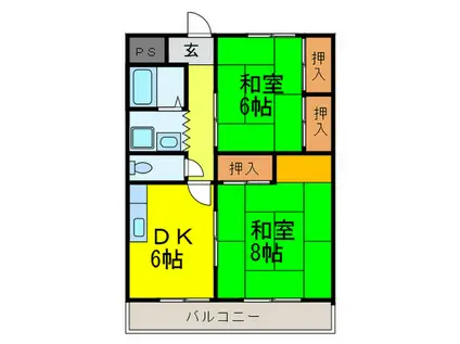 ハイツ宏有(2DK/4階)の間取り写真