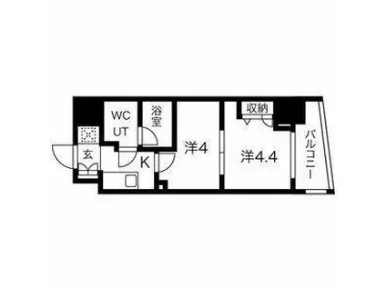 スパシエ蒲田グランドタワー(2K/13階)の間取り写真