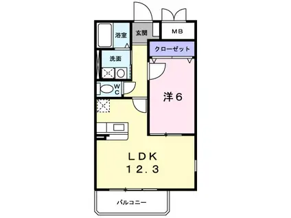 ビサイド・シ-(1LDK/1階)の間取り写真