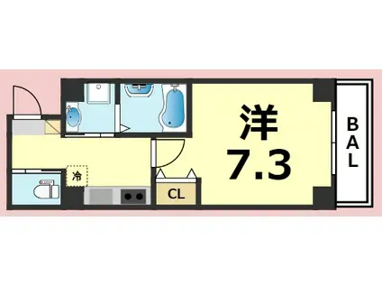 AILE尼崎西(1K/8階)の間取り写真