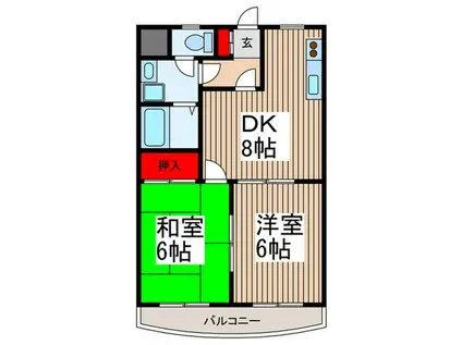 ロマリンダローズⅡ(2DK/3階)の間取り写真