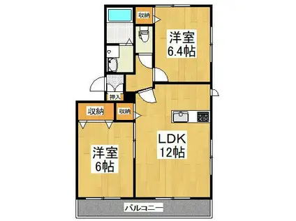 アマポーラ西生田(2LDK/2階)の間取り写真