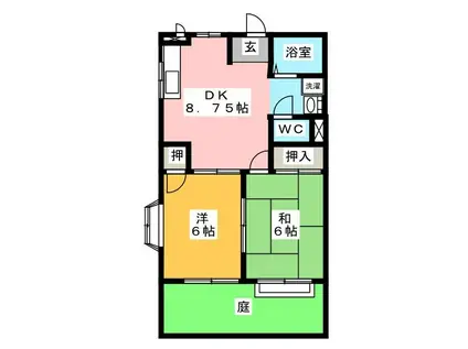 KSHOUSE A(2DK/1階)の間取り写真