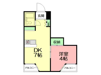 サンピア平塚(1DK/4階)の間取り写真
