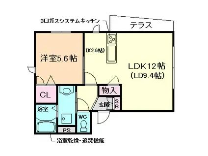 SHAMAISON TAKIYA(1LDK/1階)の間取り写真