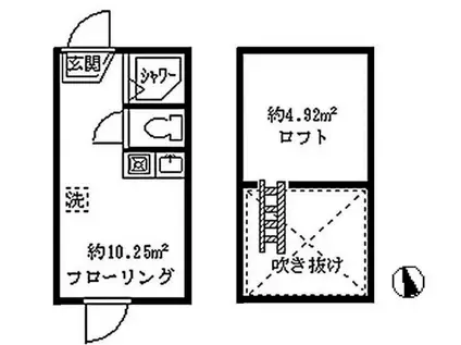 ソフィアサテライト(ワンルーム/2階)の間取り写真