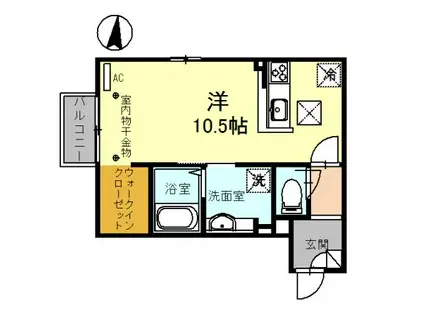セジュール・モンブラン(ワンルーム/1階)の間取り写真