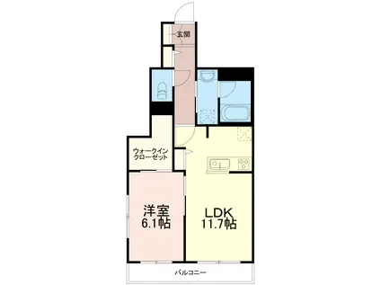 エクラージュ調布I(1LDK/1階)の間取り写真