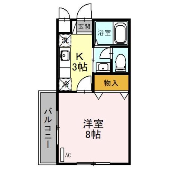ウェルシー(1K/2階)の間取り写真