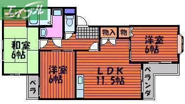 プレアール福田(3LDK/3階)の間取り写真