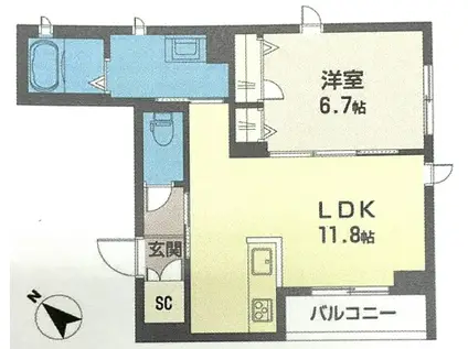 フェアリーパレス(1LDK/1階)の間取り写真