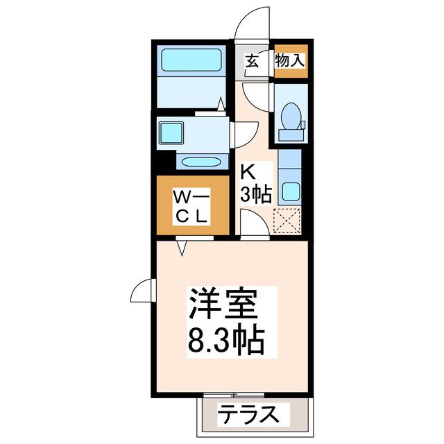 エクセル新外III(1K/2階)の間取り写真