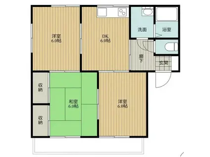 ヴィラ森の風(3DK/2階)の間取り写真