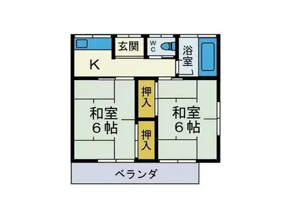 シルバーハイツ(2K/1階)の間取り写真