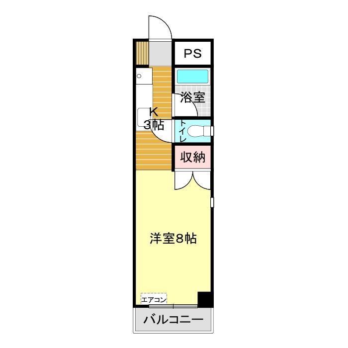 グレース綾羅木(1K/4階)の間取り写真