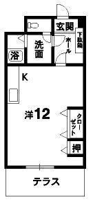 グランセ田宮(ワンルーム/3階)の間取り写真