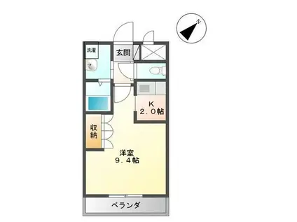 ベリーランズ(1K/2階)の間取り写真