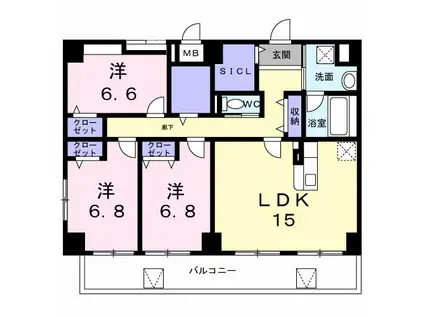 YS STATE 天王台(3LDK/7階)の間取り写真