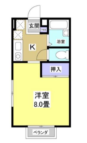 ハイツ航(1K/2階)の間取り写真