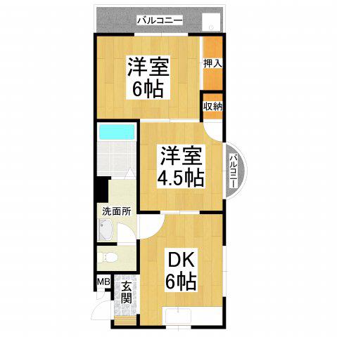 サンハイム(2DK/2階)の間取り写真