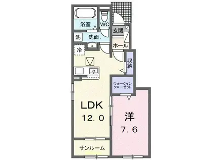 クロスサイド アパートメント II(1LDK/1階)の間取り写真