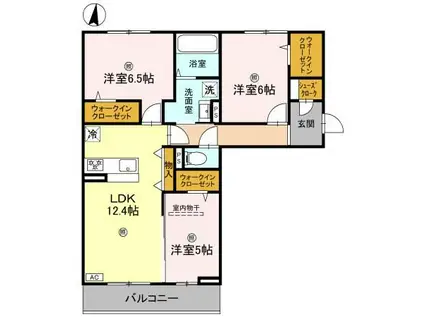 近鉄奈良線 新大宮駅 徒歩18分 3階建 築1年(3LDK/2階)の間取り写真