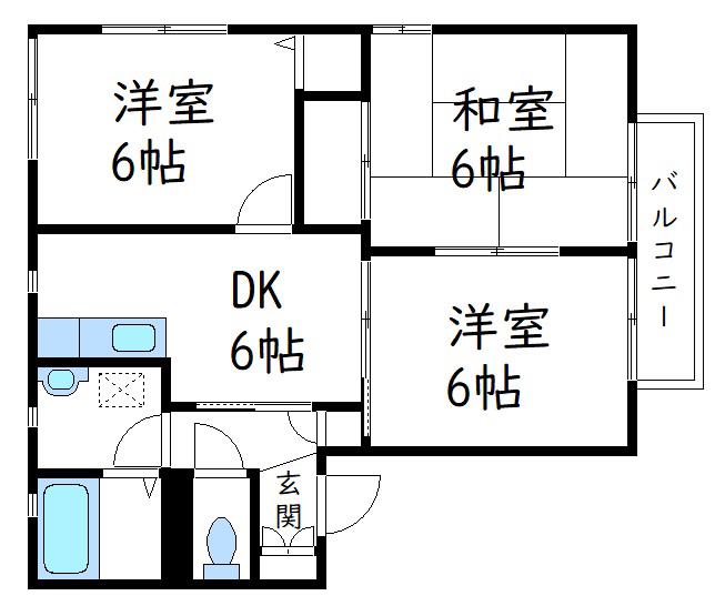 ルイール五番館(3DK/1階)の間取り写真
