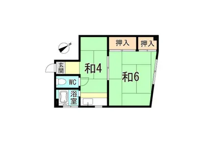 長船マンション(1DK/3階)の間取り写真