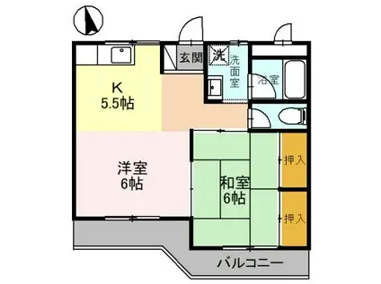 エクメーネ西沢(2K/2階)の間取り写真