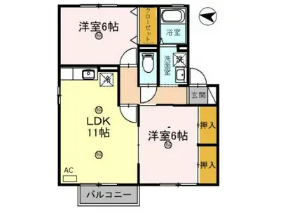 コーポはおりや A棟(2LDK/2階)の間取り写真