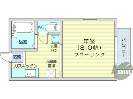 アクエリアス国見(1K/2階)の間取り写真