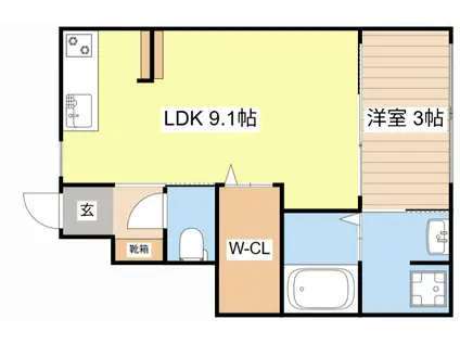 グリシーヌ竜田(1LDK/1階)の間取り写真