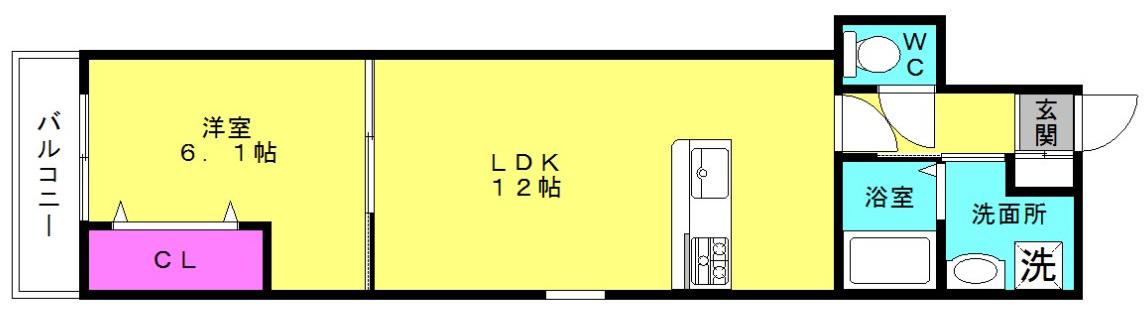 ブロンテ北在家ウエスト(1LDK/2階)の間取り写真