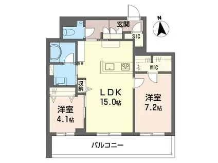 ゼフィールメゾンプレミア緑園(2LDK/2階)の間取り写真
