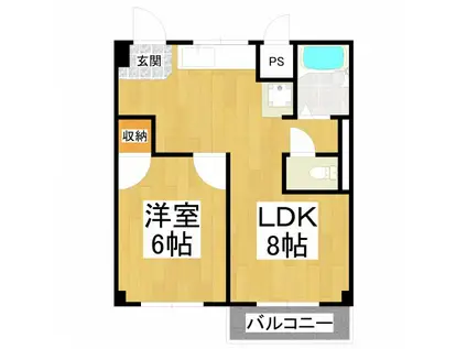 グレイスマンション(1LDK/2階)の間取り写真