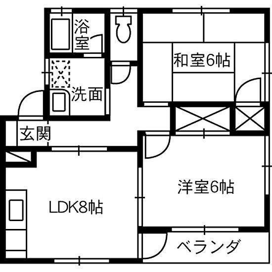 コーポラス関本 B(2LDK/2階)の間取り写真