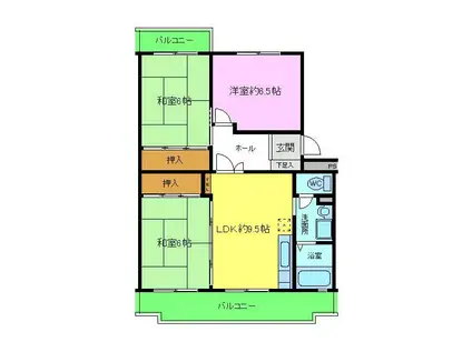 パークマンション(3LDK/3階)の間取り写真