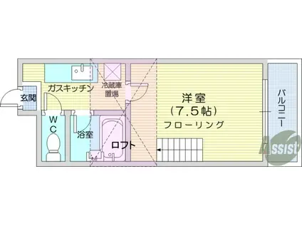 サンライズツツミ(1K/2階)の間取り写真