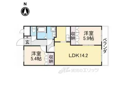 パインヒルズⅠ(2LDK/2階)の間取り写真