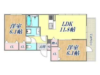 LA MAISON塚口(2LDK/3階)の間取り写真