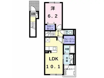 コンフォート(1LDK/2階)の間取り写真