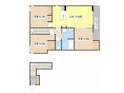ディモーラA(3LDK/2階)の間取り写真