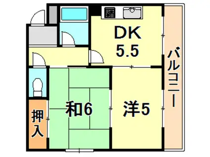 ビーフェリス(2DK/1階)の間取り写真