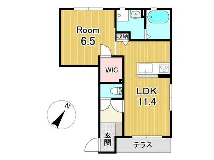 COMETOⅢ A棟(1LDK/1階)の間取り写真