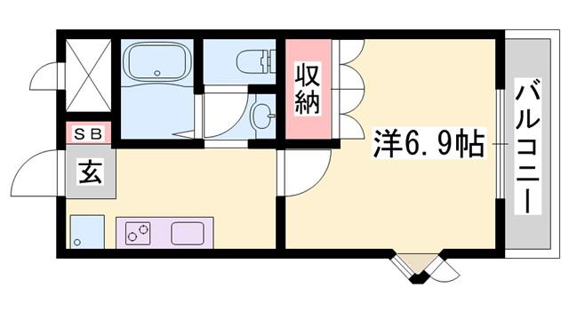 フォンテーヌ・アヴェニューI(1K/2階)の間取り写真